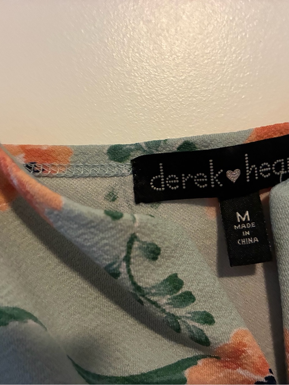 Derek Heart Mint Floral Spaghetti Strap Romper Notched Neckline Size Medium - Picture 3 of 3